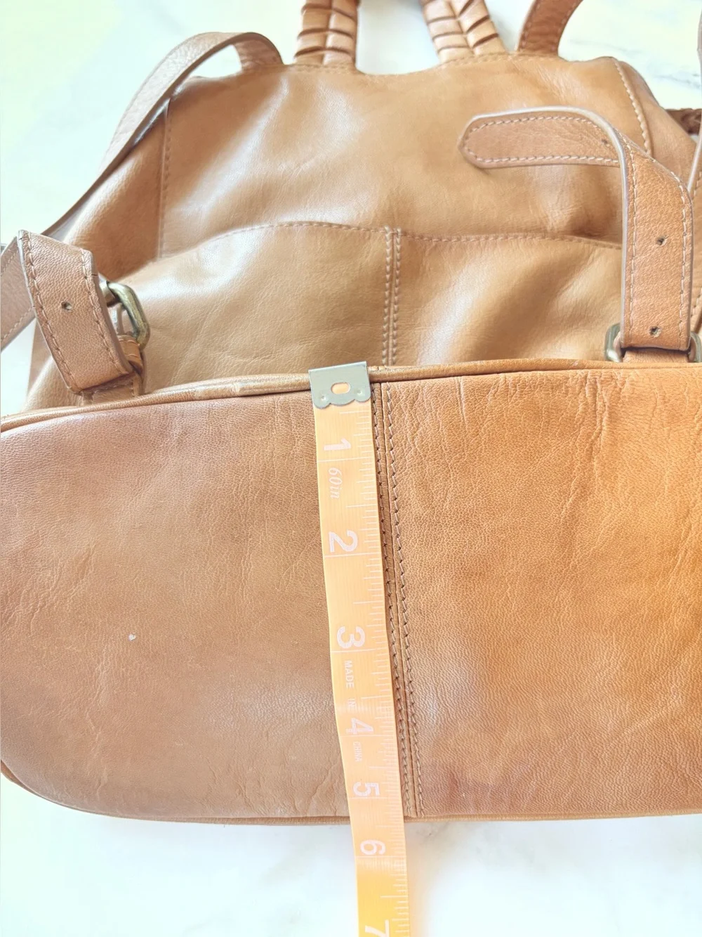Tommy Bahama Leather Braided Mini Backpack, Cognac